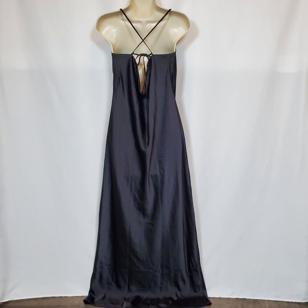 Old Navy The Occasion Women’s Maxi Dress Medium Black Satin Cowl Sleeveless - Picture 7 of 13